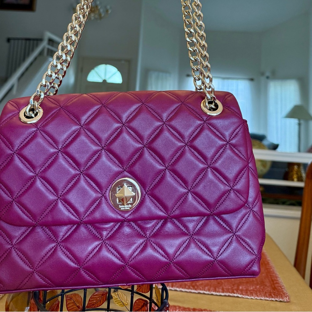 Kate Spade Quilted Burgundy Shoulder Bag